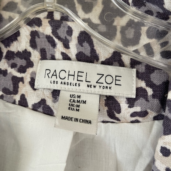 Rachael Zoe linen Blend Cream & Grey Leopard Print Blazer Size M - Picture 4 of 7